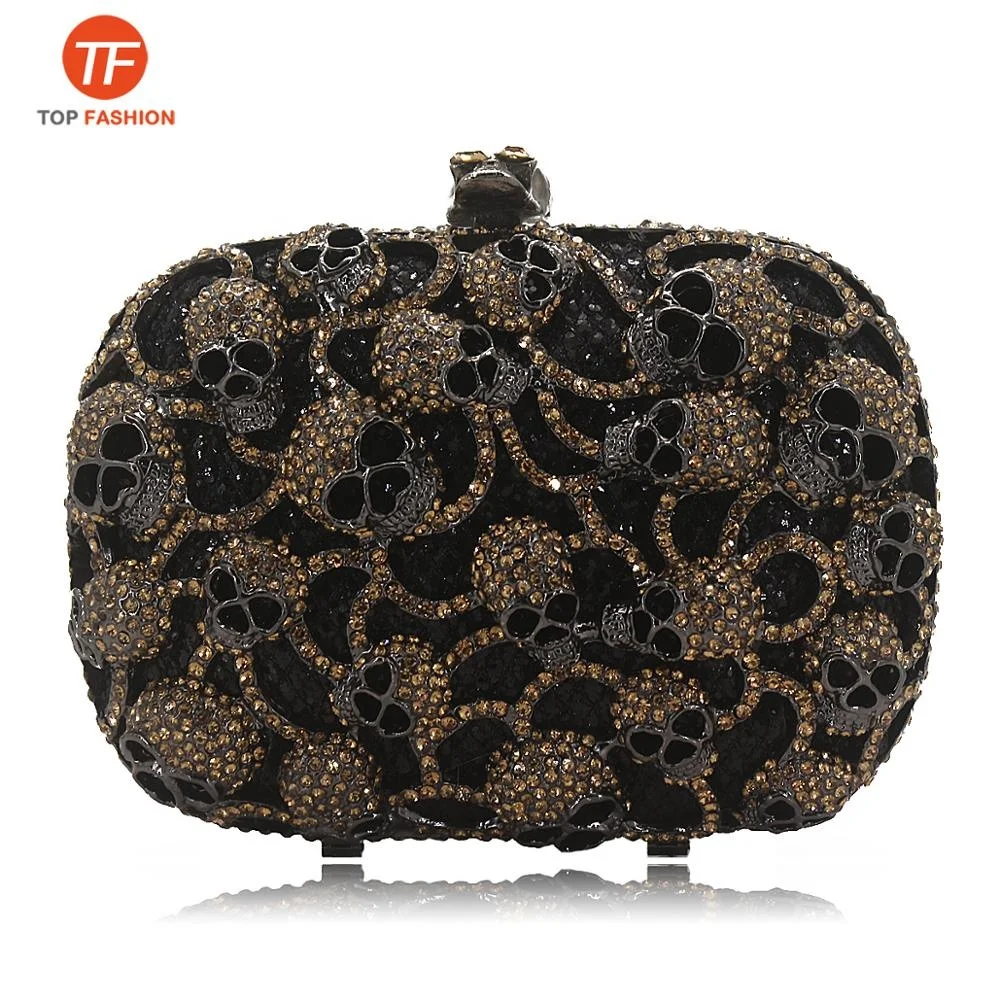 Factory Wholesales Small Crystal Rhinestone Clutch Bag for Formal Party Skulls Head Clutch Purse Cute Handbag