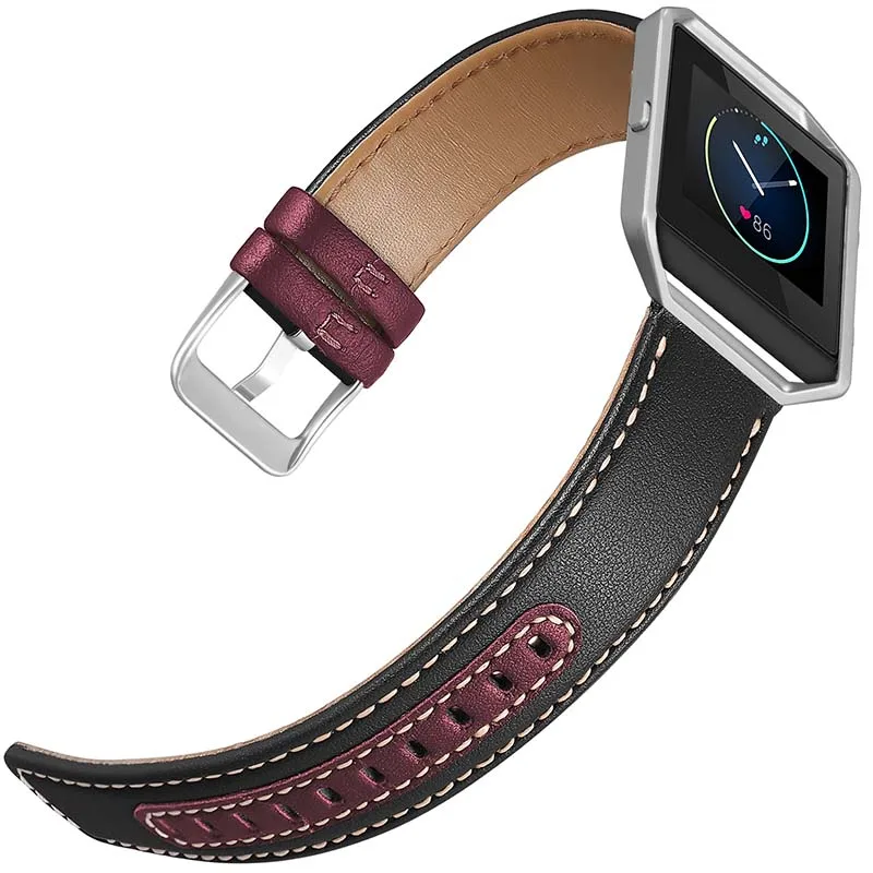 ESEEKGO Hot Selling Double Color Genuine Leather Wristband Watch Band Strap For Fitbit Blaze