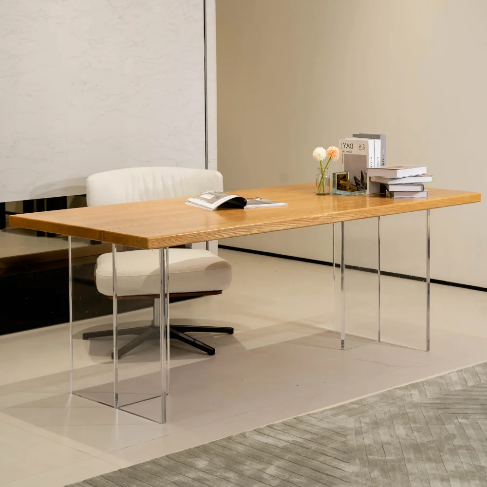 MIGLIO 5792 Floating Office Table with Transparent Legs Perfect for Contemporary Workspaces