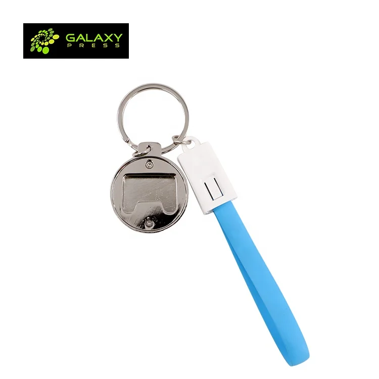 New Bottle Opener Sublimation Blank PVC Key Chain with USB Charging Cable
