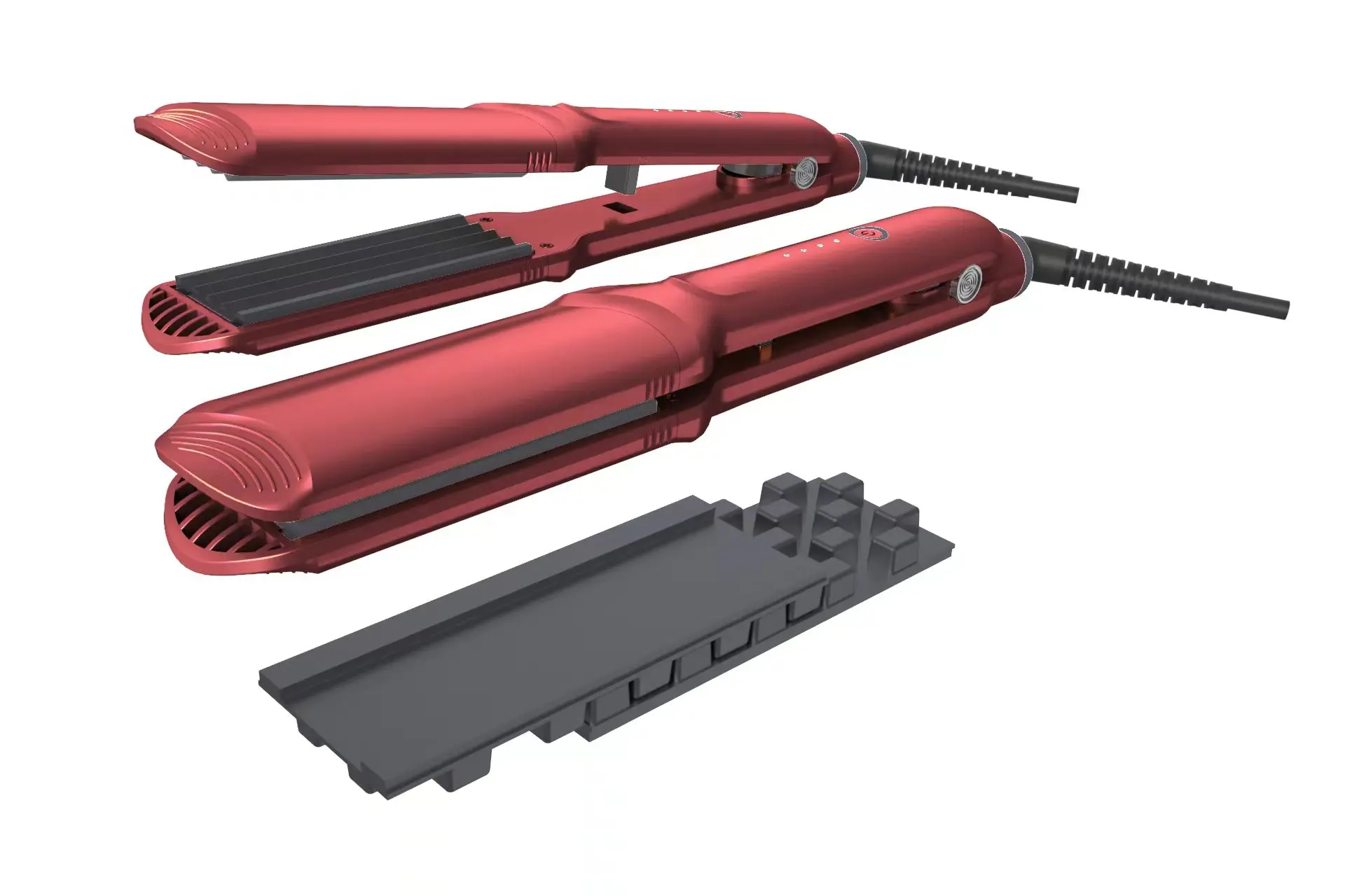 3D grid hair straightener 3 kinds plates interchangeable wide plate flat iron