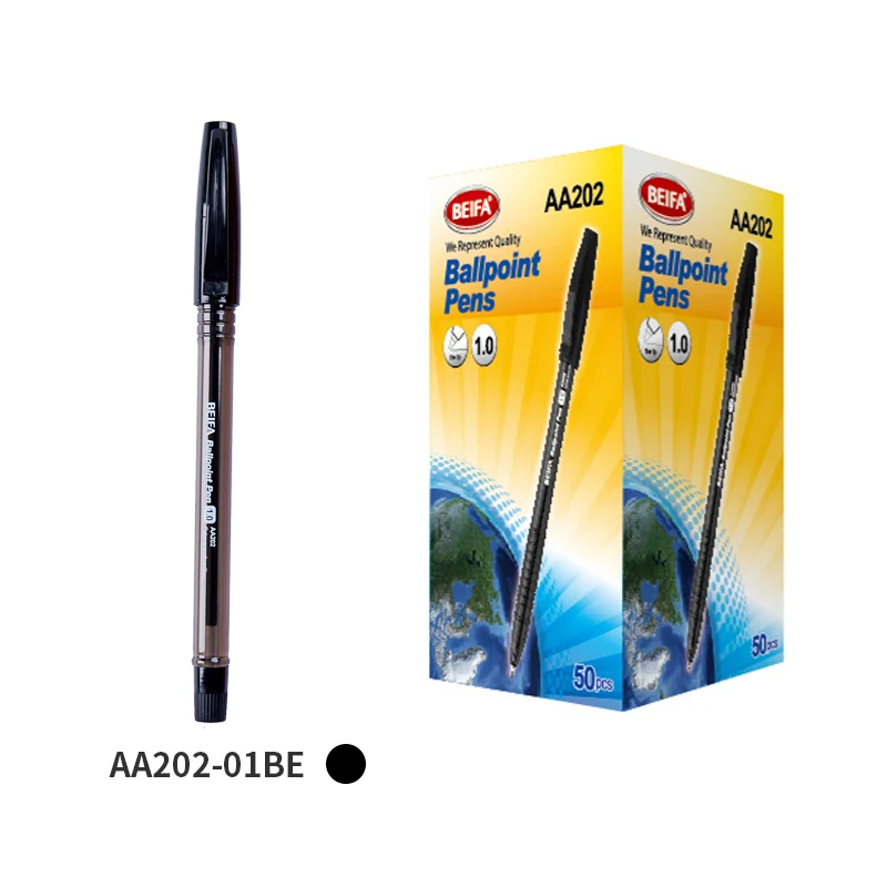 BEIFA AA202 1.0mm fine tip plug in type Factory price customizable Ball Pen waterproof fadeproof Ballpoiont Pen