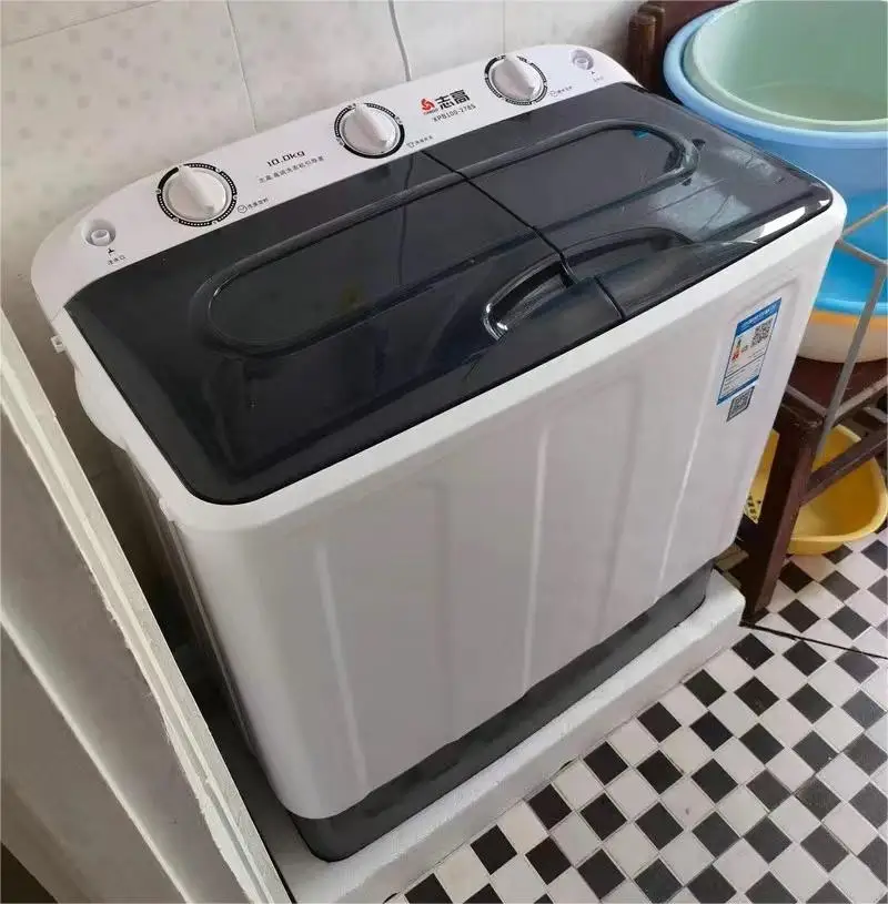 10KG double bucket semi-automatic washing machine Stainless steel double bucket mini small household washing machine