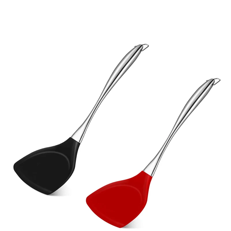 High Quality Modern Non-stick Stainless Steel Handle Turner For Kitchen cooking tools Silicone Wok Spatula