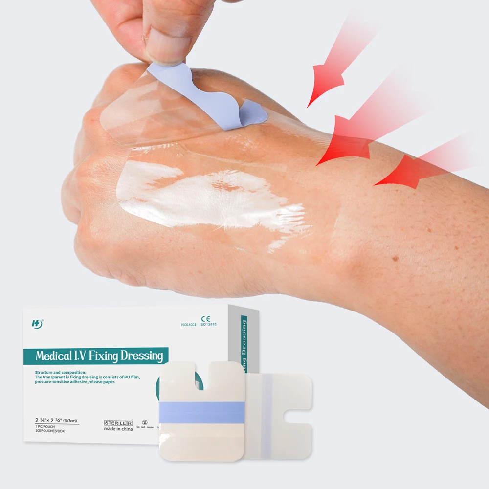 Transparent Film Dressing, 2.35*2.75', Waterproof Adhesive Patch, with Frame, Wound Cover for Post Surgical