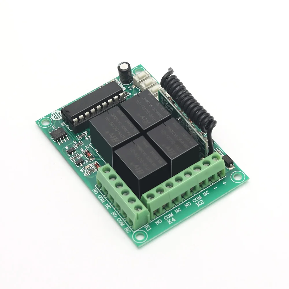 Смарт-многоканальное беспроводное реле, 12 В/24 В постоянного тока, 10 А, 315/433 МГц, 4 канала, Радиочастотный пульт дистанционного управления, переключатель, приемник