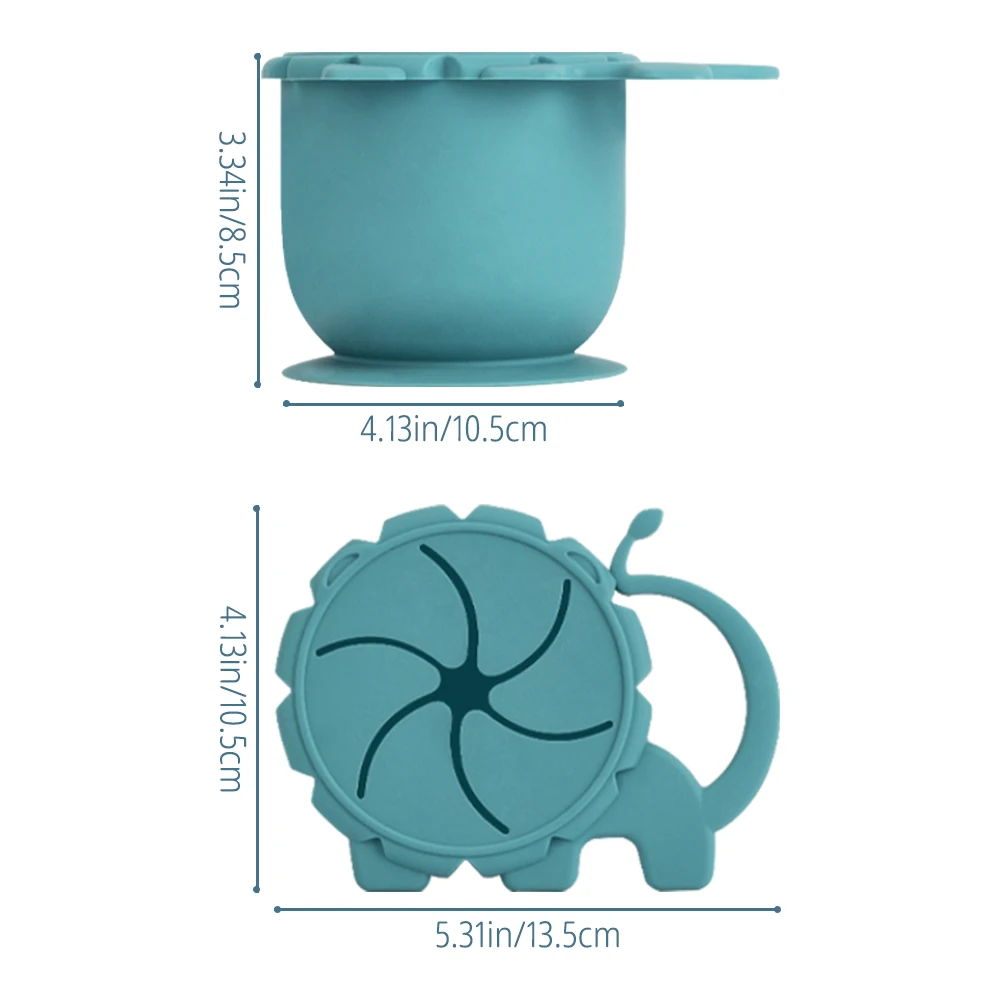 Spill Proof Baby Learning Drinkware Silicone Snack Cup Silicone Baby Suction Snack Cup Catcher with Lid for Toddlers