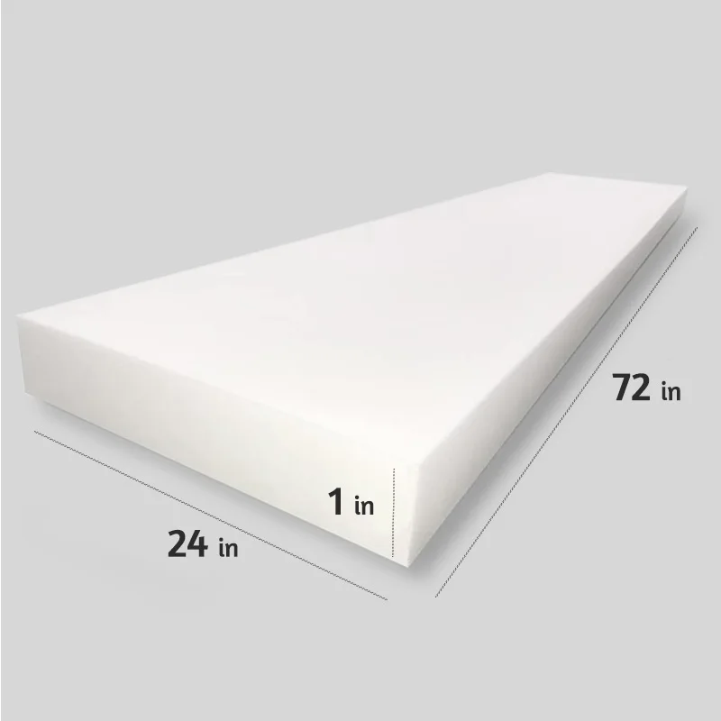 Pauled 1 Height x 24 Width x 72 Length Upholstery High Density polyurethane foam for Home Commercial Use Seat Replacement