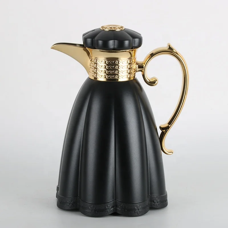 New Arrival Skirt Style 1000ml Black Dubai luxury Hot and Cold Turkish Coffee Dallah Arabic Tea Sets