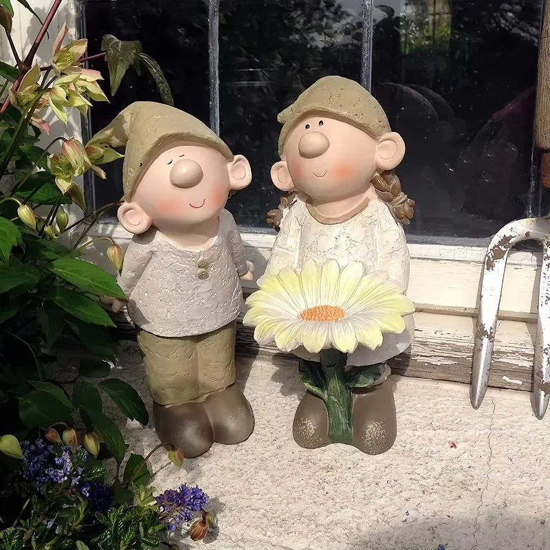 Lilly and Len Elves standing  Statue Resin Garden Ornament
