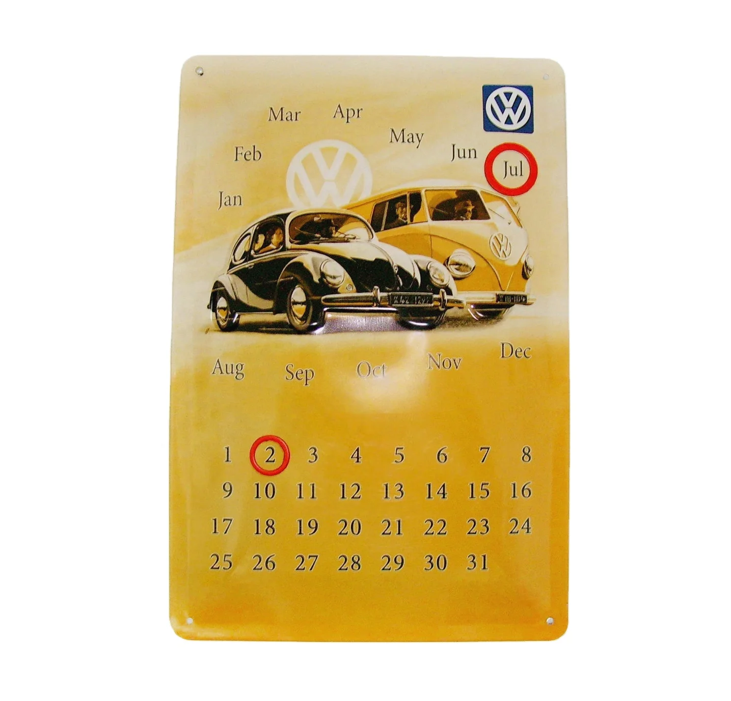 Produce Custom Hanging Wall Desk Display 20x30cm Tin plate Sign Metal Perpetual Calendar With 2 Magnets