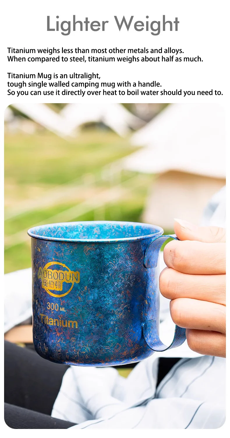 Zoomax 10oz Titanium Cup Ultralight Portable Camping Mug for Tea Coffee and Water Classic Design for Outdoor Use