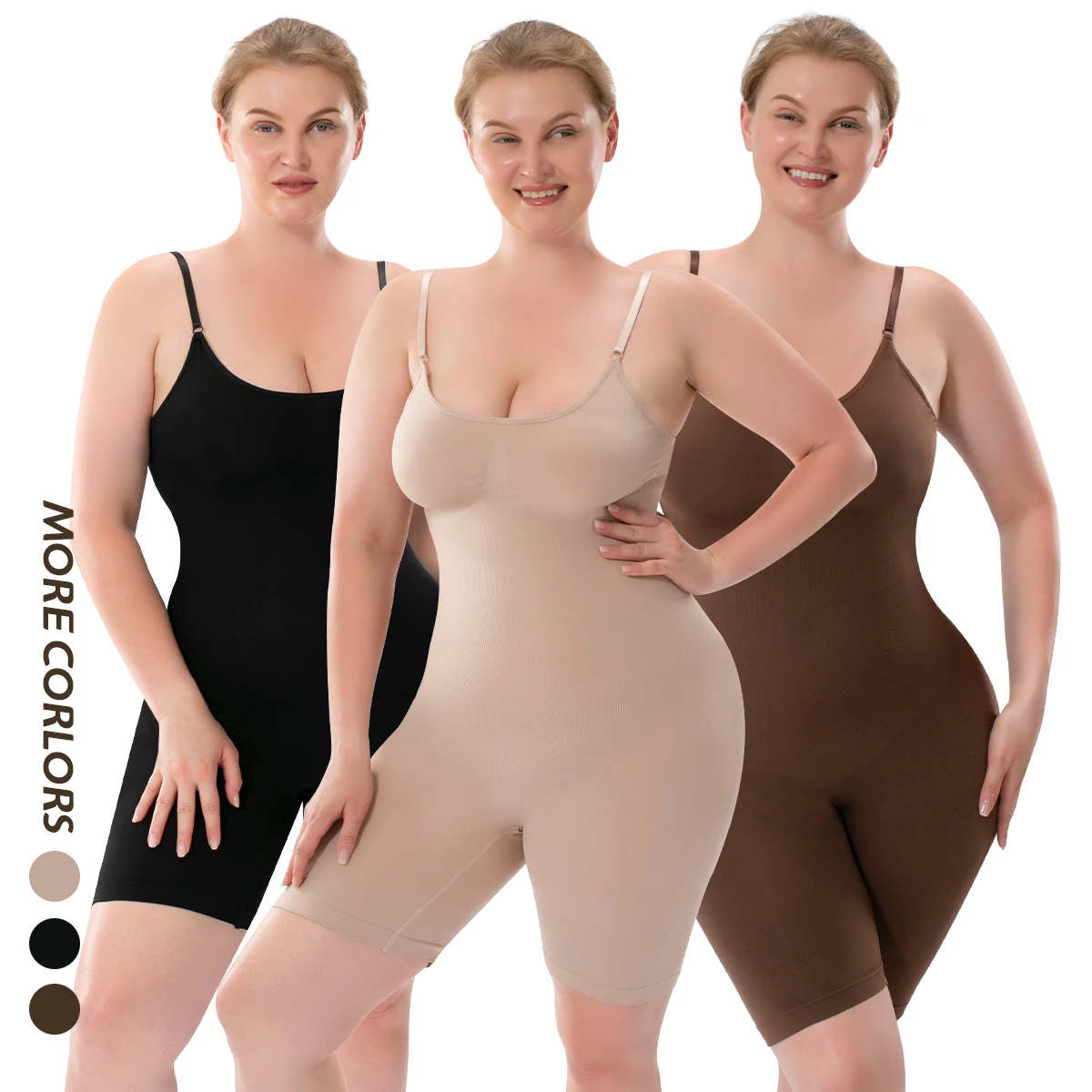 Shapewear For Women Seamless Tummy Control Bodysuit Mid Thigh Butt Lifter Body Shaper Shorts