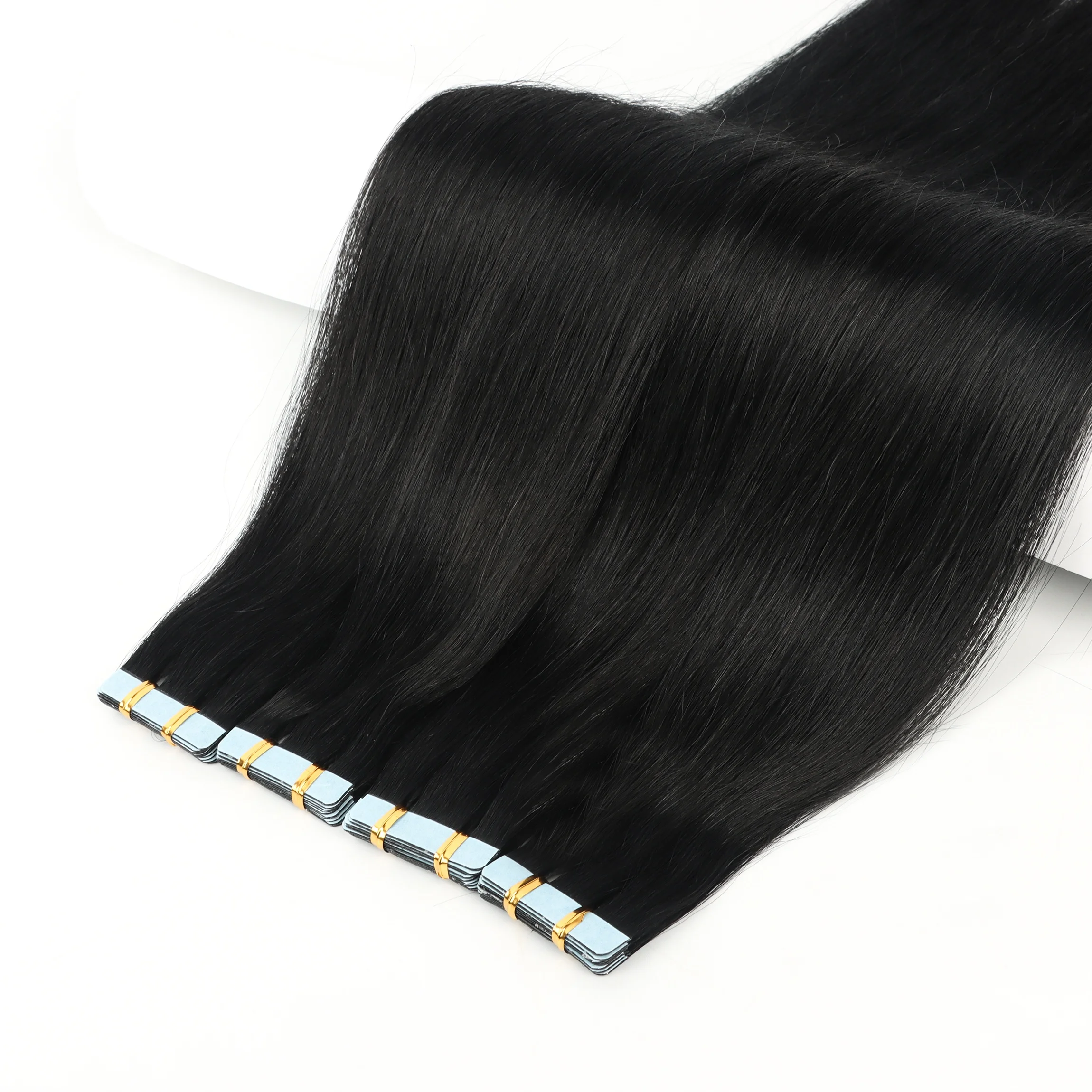 wholesale darkest color Ject black tape in hair extensions raw Indian