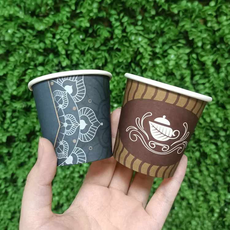 AT PACK Custom Custom Disposable Kraft PLA Coffee Paper Cups 4oz 8oz 12oz for Hot Coffee Cafe Ice Cream Cup 3oz 5oz 8oz