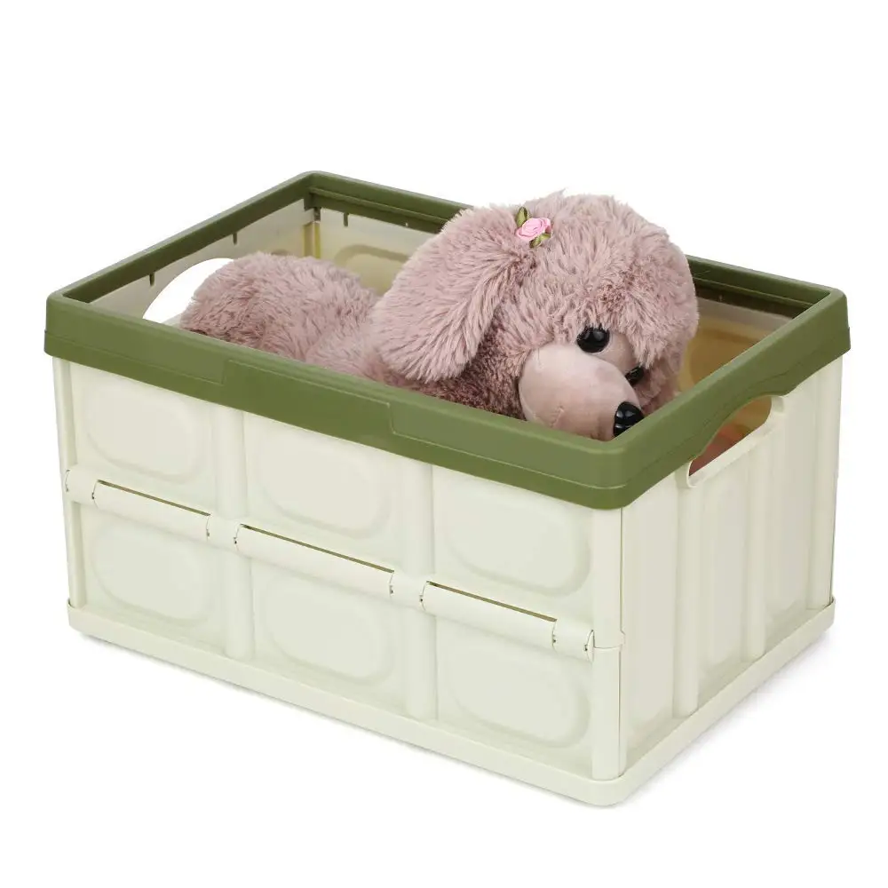 30L foldable plastic storage box, bin container Solid Wall Stackable Containers for Home& Garage office toy Organizer