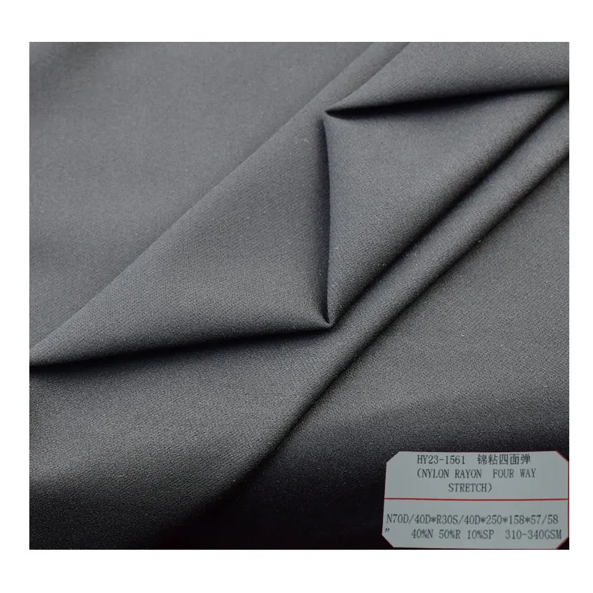 Harvest Plain Dyed Woven Nylon Viscose Tecido Bengaline Super Stretch Bengaline Dyeing Cargo Pants Fabric For Pants