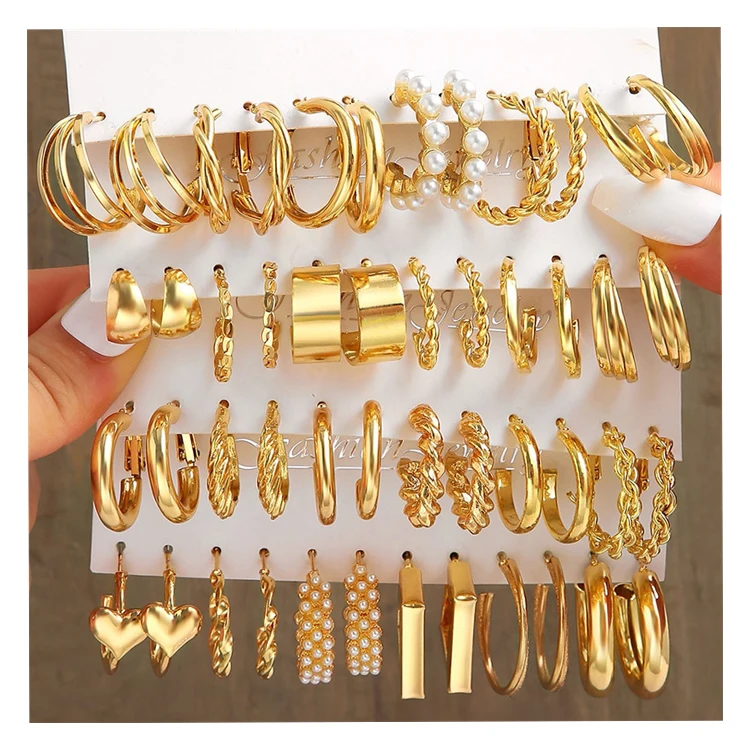 Factory Direct Sales Low Price Metal Minimalist Big Earrings Square Geometric Earrings set