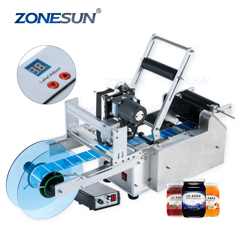 ZONESUN TB-50D семи Автоматическая стеклянная ампула флакон жестяная коробка пластиковая машина для наклеивания этикеток на круглые бутылки с точечной фиксацией этикетка кодер
