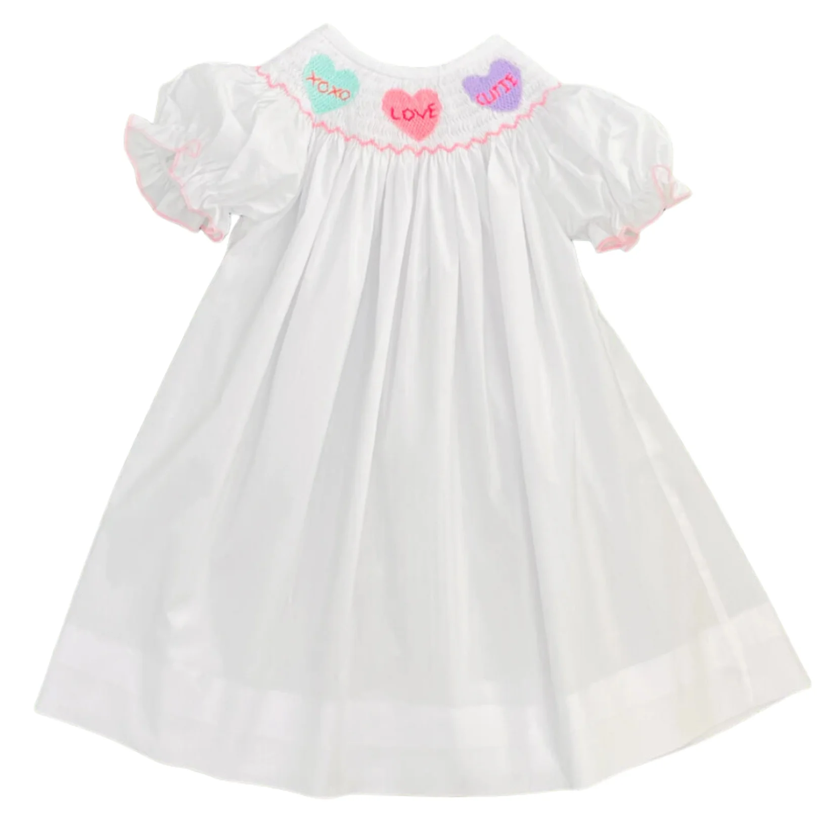 Hot Selling Valentine 2024 Girl Smocked Dress Children Clothing All Size 100% Cotton Custom Design Wholesale Made In Vietnam