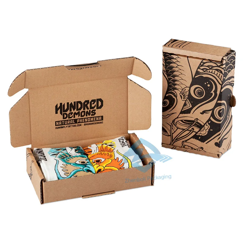 Custom Printed Sock Box Newest Fashion Colorful Custom All Over Print Carton Shipping Boxes For Socks