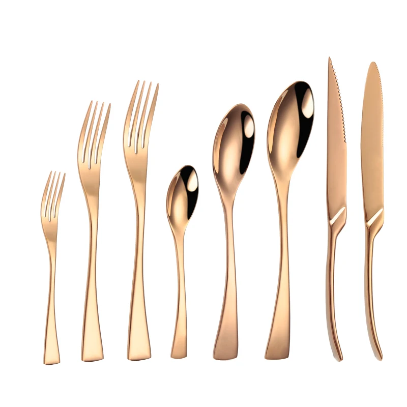 
Kaya mirror rose gold flatware,metal cutlery set for wedding event restaurant 