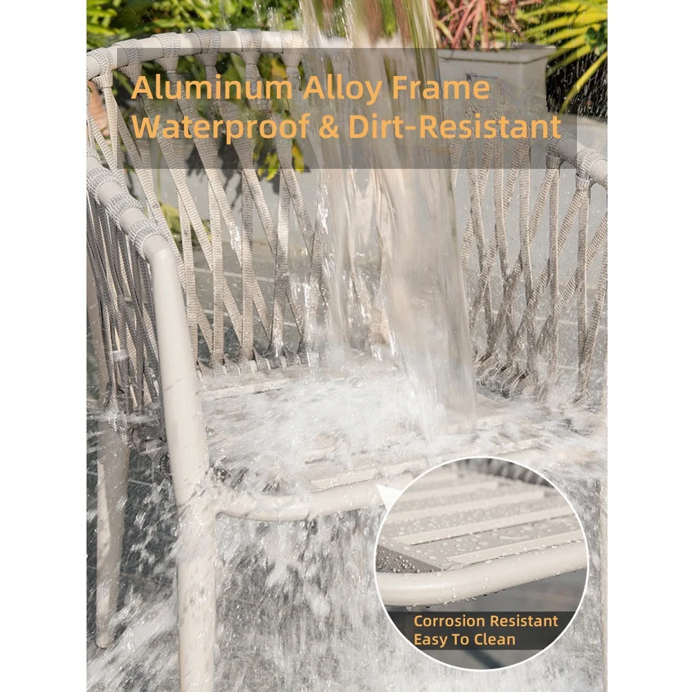 HJ HOME Outdoor Garden Restaurant Furniture Set Patio Durable Waterproof Aluminium Dining Table and Chair Set