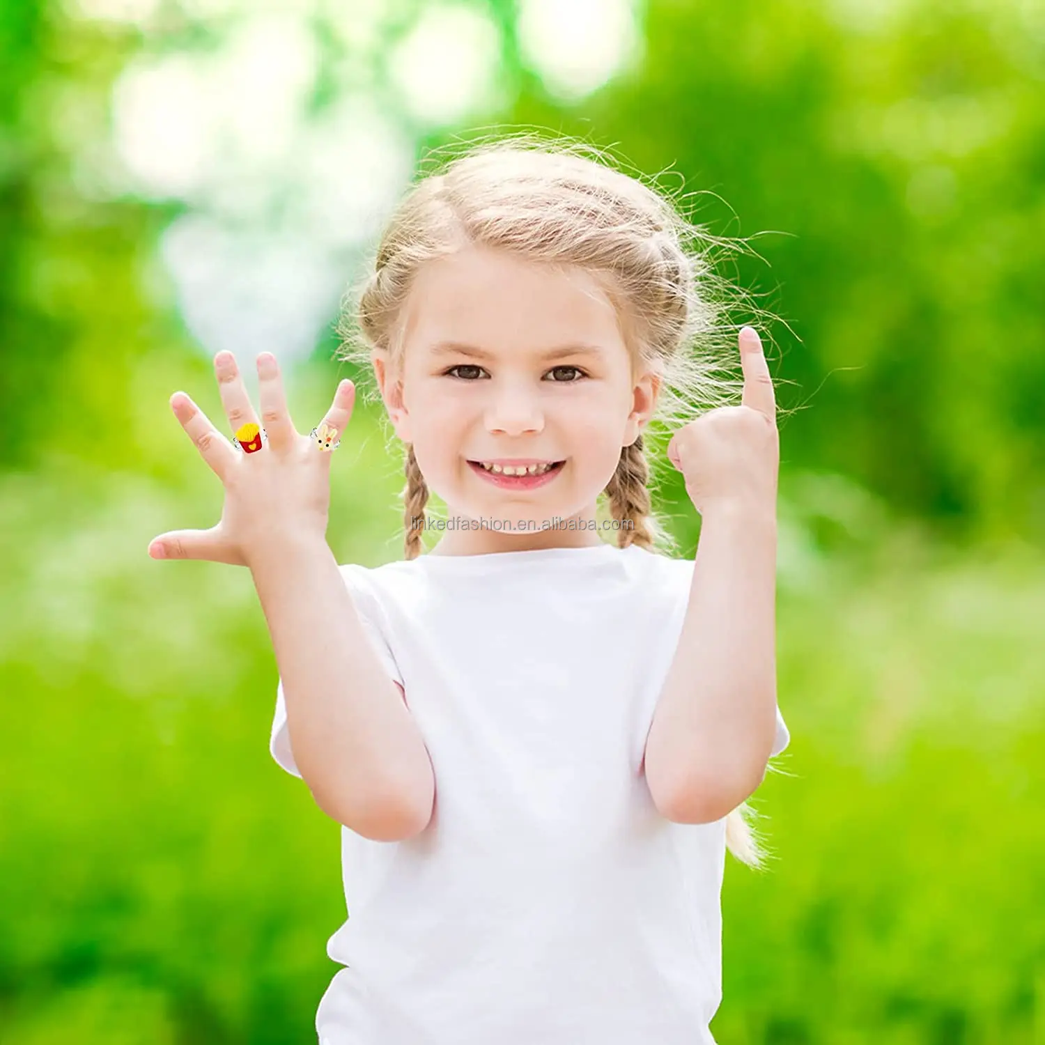 Girls Adjustable Rings, Unicorn Ladybug Butterfly Flower Moon Cute Finger Rings Princess Dress up Play Jewelry for Children Kids