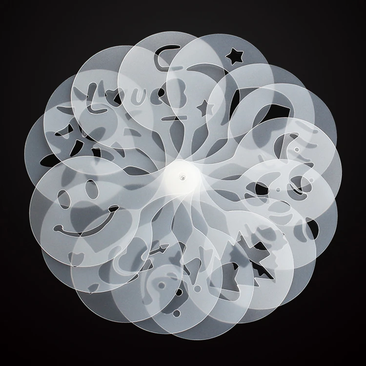 Customized Coffee Decorating Stencils Latte Art Set Cappuccino Template Opp Bag