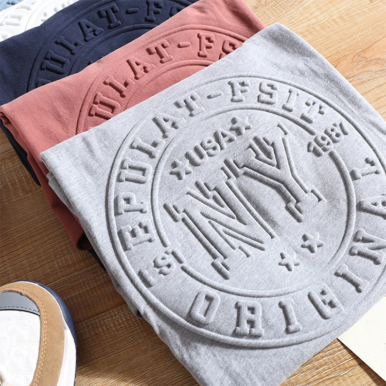 China Cost-effective High Quality 100% Premium Organic Cotton heavy T-shirts Custom Embossed Summer Pattern Man T-shirts