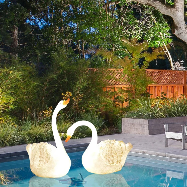 park beautiful swan statue animal light LED holiday home commercial Christmas big swan luminous sculpture garden decor lights