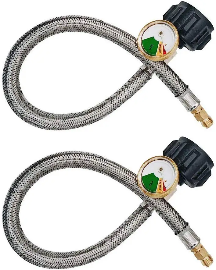 camping trailer RV propane pigtail hose with gauge meter