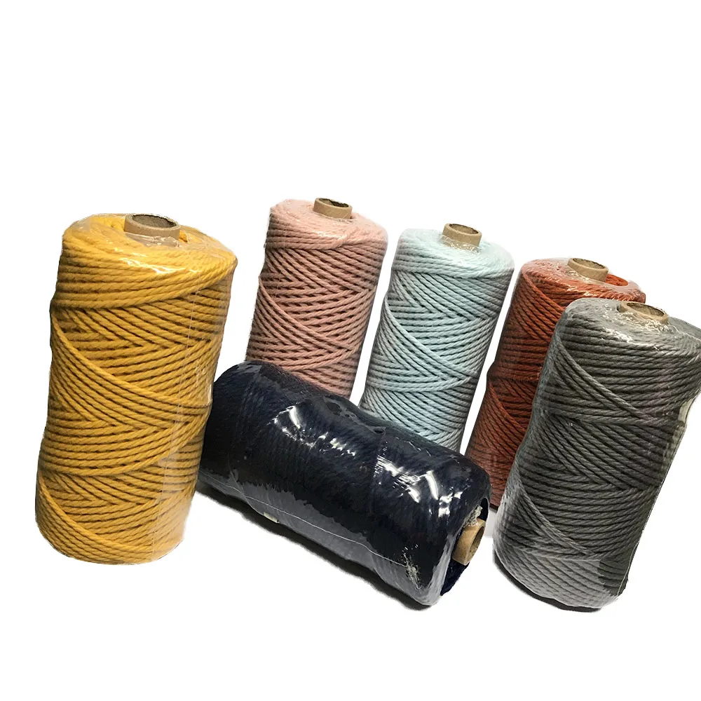 Высококачественный цветной шнур для макраме из хлопка 3 мм