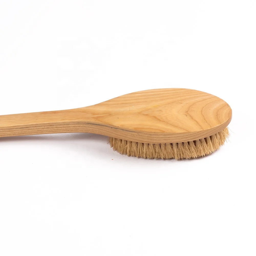wooden belt sisal Dry body brush long handle wooden bath brush with handle
