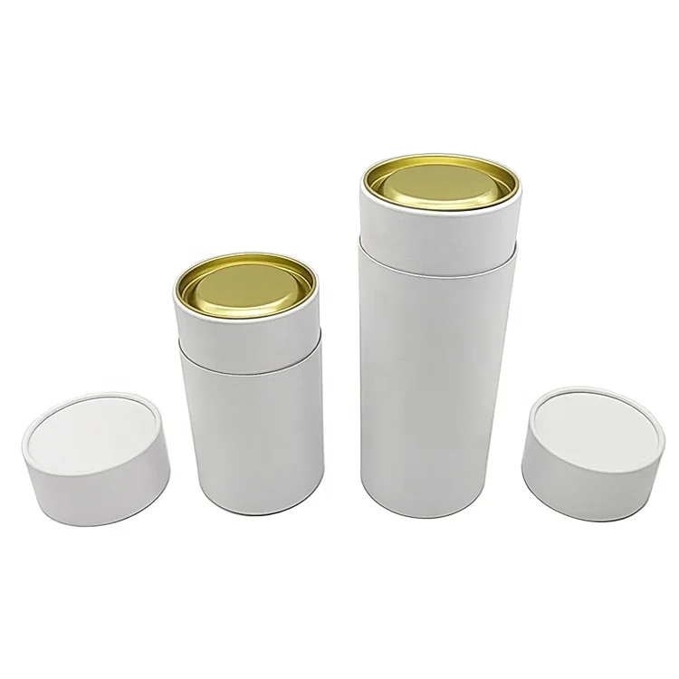 Factory wholesale custom design printing coffee bean package white round cylinder paper tube tea box packaging