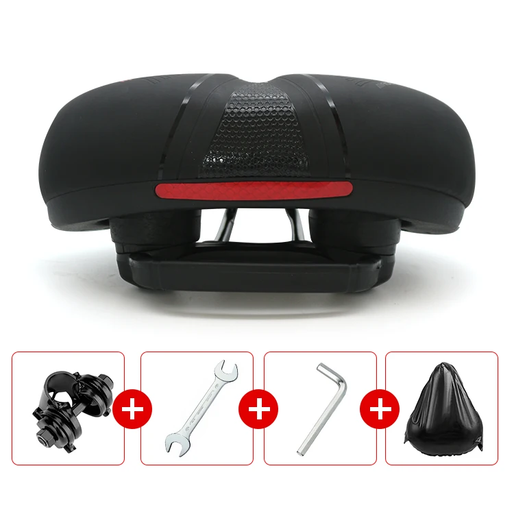 Rainproof PU Surface Soft Memory Sponge Shockproof Bike Seat MTB Saddle Reflective Bicycle Saddle Seat