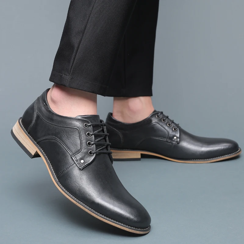 Handmade High Quality Large Size Lace Up Classic Genuine Leather Oxford Formal Dress Shoes For Men