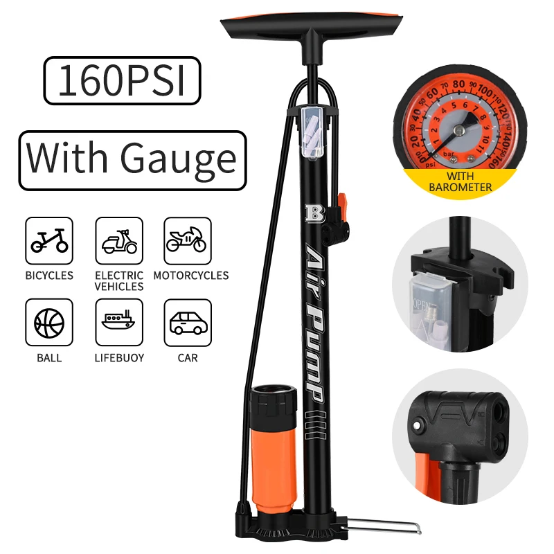BM Portable Bicycle Accessories Bicycle Hand Pump Road Bike Floor Pumps with Gauge bicycle air pump