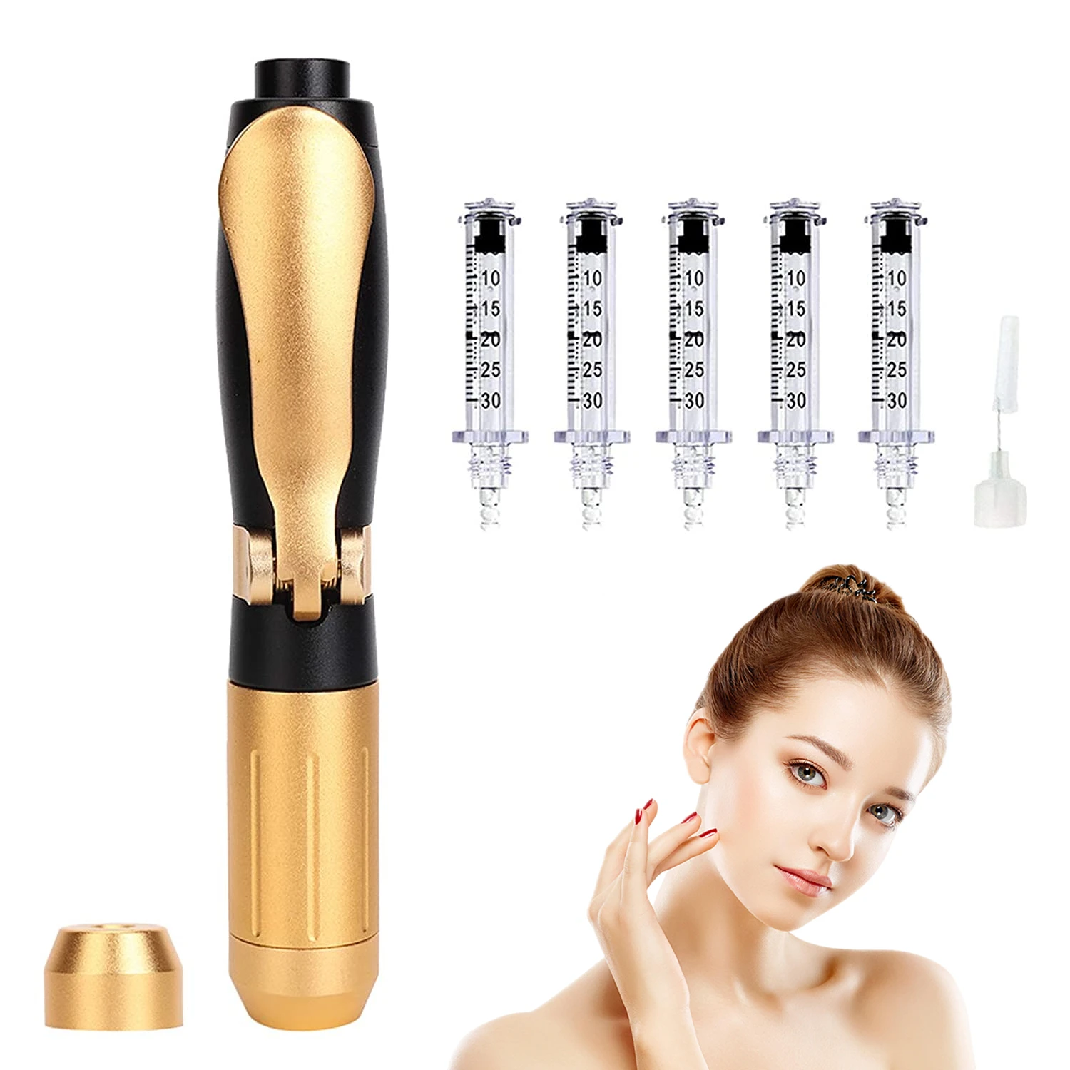 Гиалуроновый ручка для наконечники для тату-машинок Гиалуроновый пистолет 0,3 мл & 0,5 мл head 2 в 1 Новый высокого давления гиалуроновой ручка 2 в 1