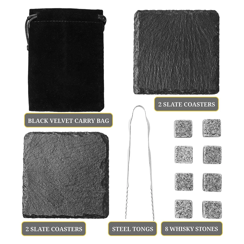 Whiskey Glass Gift Set Whiskey Glass Set of 2 - Bourbon Whiskey Stones Wood Box Gift Set