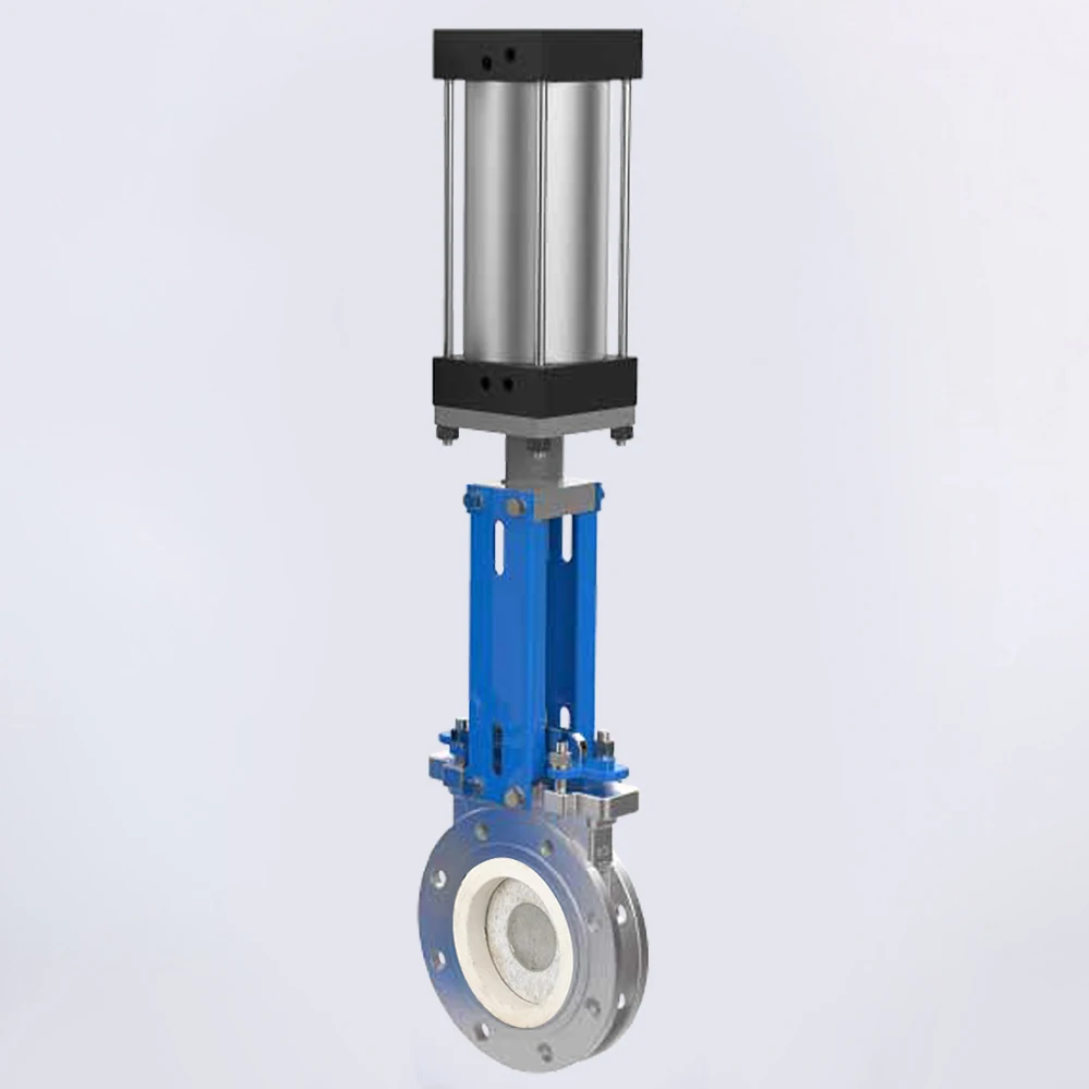 PN10 10 inch Pneumatic ceramic Knife Gate Valve WCB SS304 Pneumatic cylinder Air Control wafer Knife Gate Valve