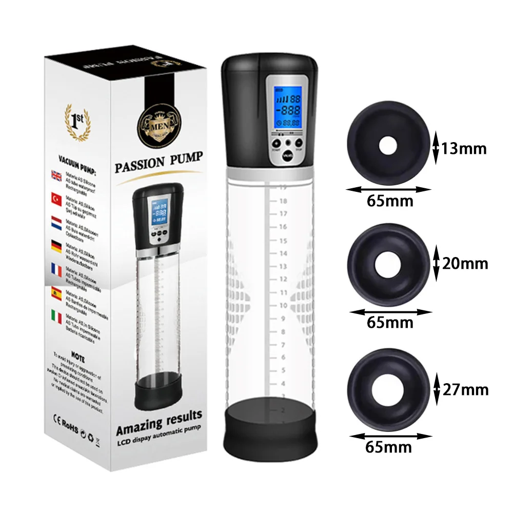 Rechargeable Penis Pump with LCD Automatic Penis Enlargement Male Enhancement Electric Vacuum Penis Pump