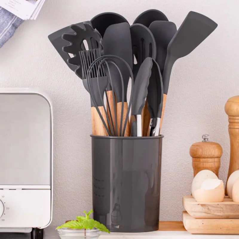 Set-12 Pieces Silicone Cooking Utensils Set Heat Resistant Spatula Set Nonstick Cookware