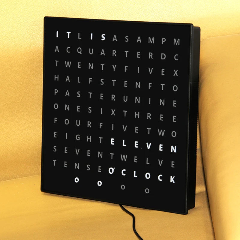 CHEETIE CP37 Home Decor Decorative Wall Clock 5V Tell Time with Words French German English 28*28*3CM