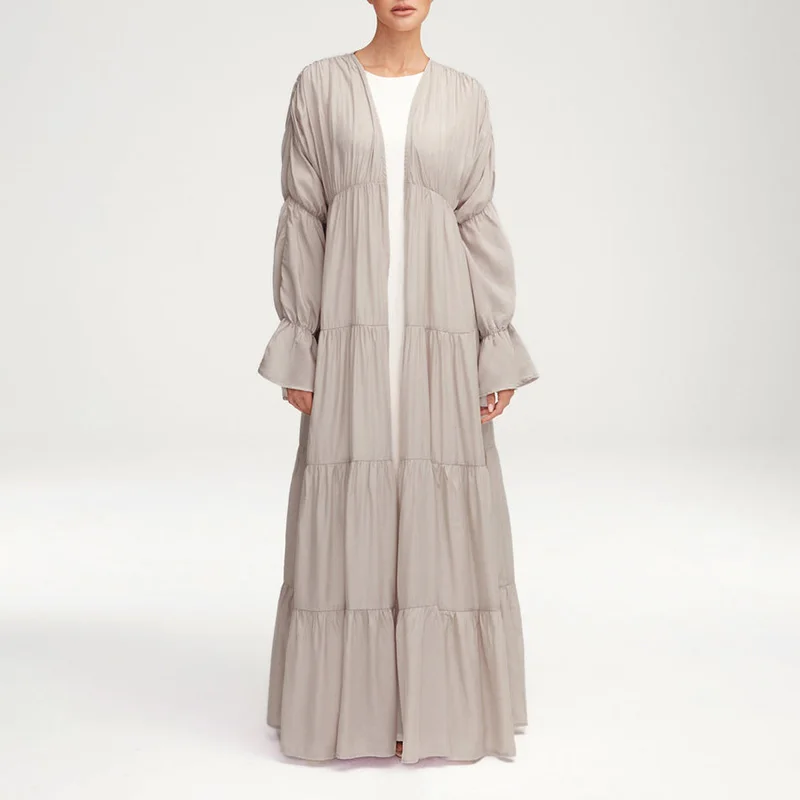 Dubai Turkey Arab Elegant Chiffon Kimono for Women Muslim Solid Color Open Islamic Clothing Muslim Dresses Abaya