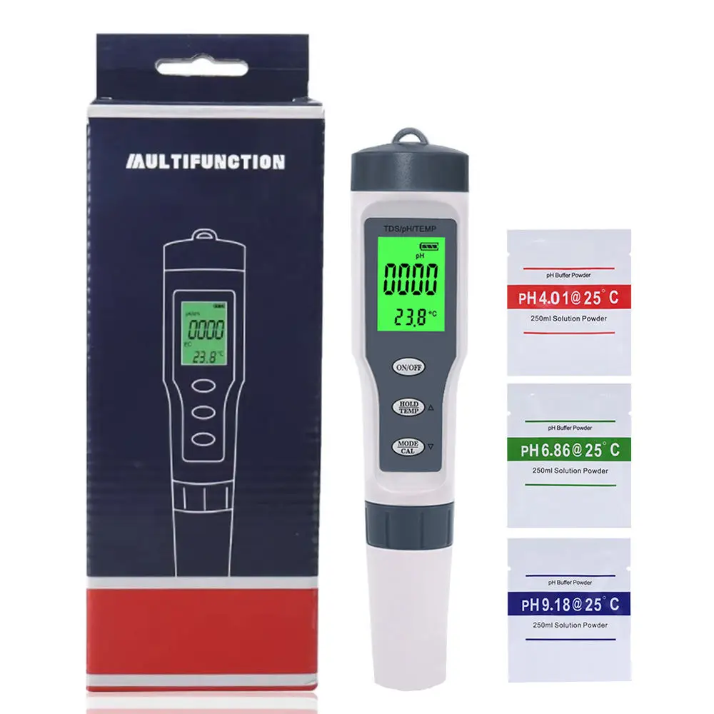 3 In 1 TDS/PH/TEMP Water Quality Tester Digital Monitor Tester With Electrode Temperature Sensor