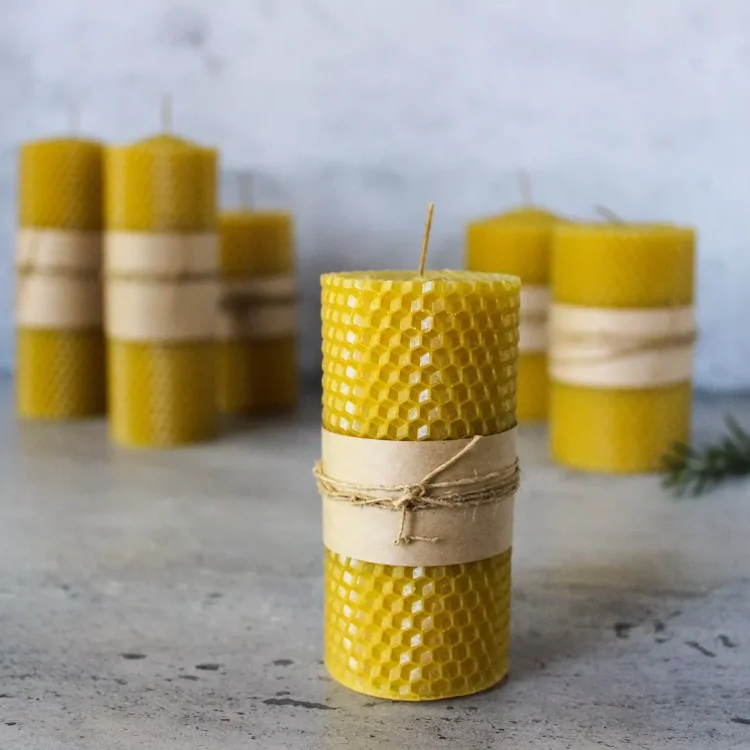 Candle Supplier Environment Eco-Friendly Hand Rolled  Beeswax Pillar Candles