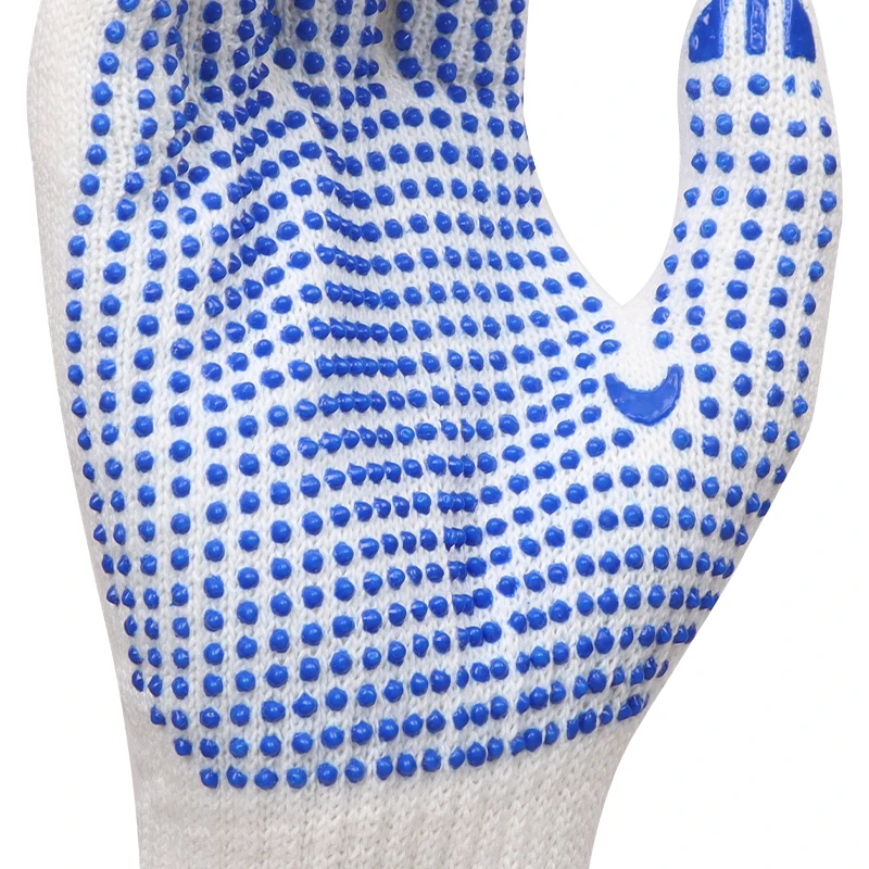 XINGYU 10 Gauge Knitted Polyester PVC Dots Gloves Dotted Cotton Machinist Working PVC Dotted Gloves