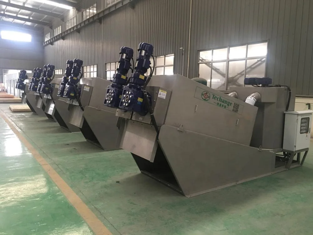 Automatic operation multi-disc screw press for wastewater treatment