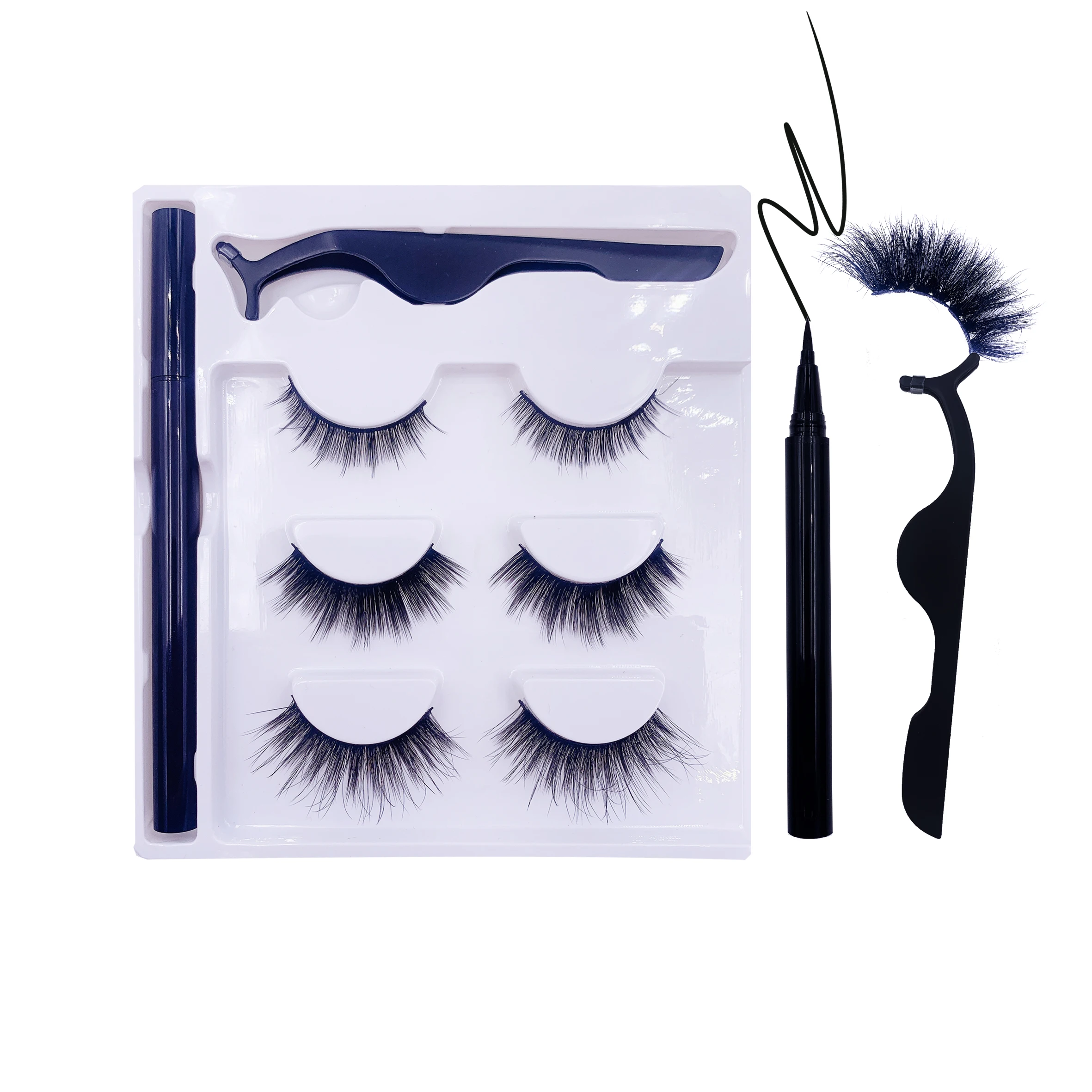 create your own brand eye lashes eyeliner glue pen eyelash tweezer  new lashes with case and glue